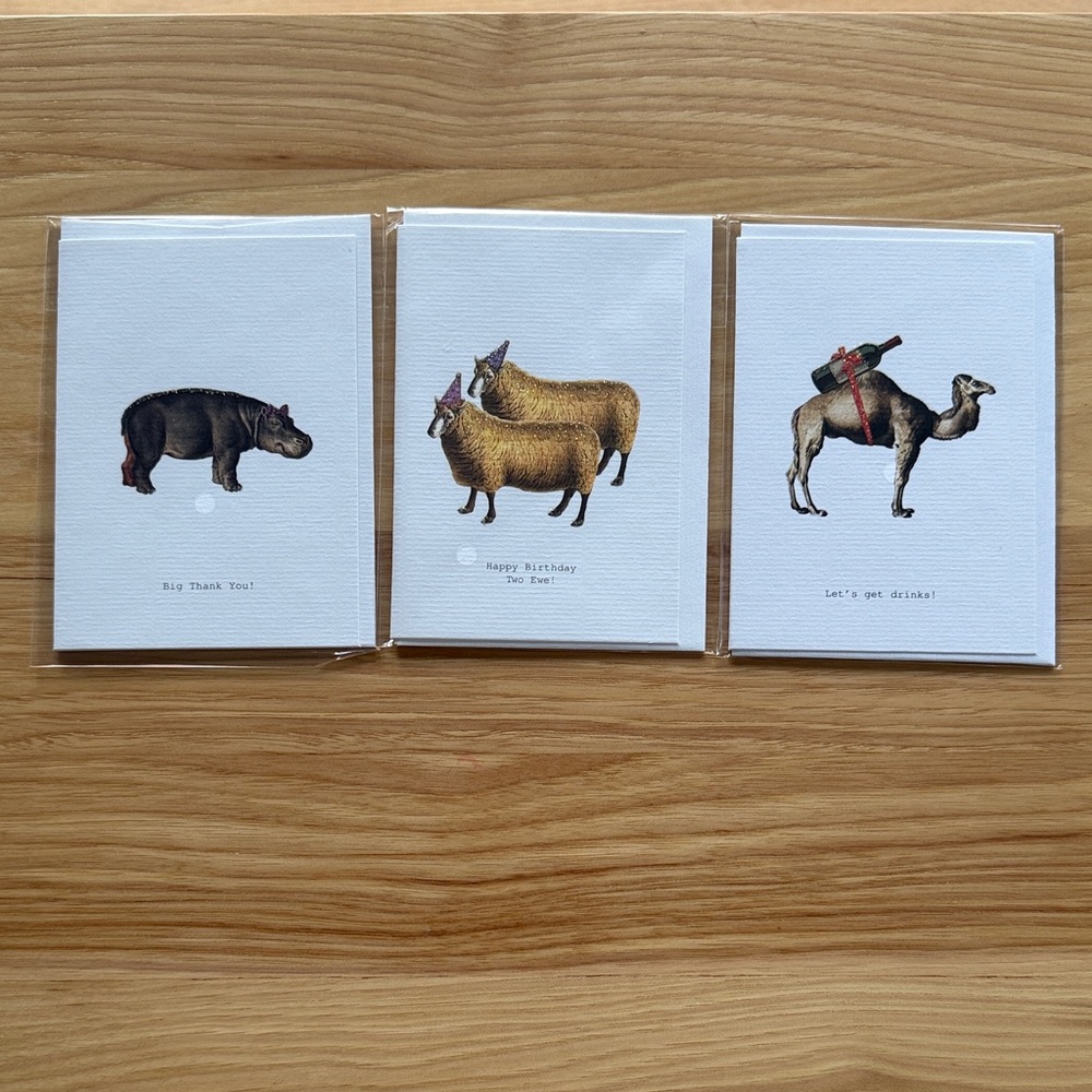 Margot Elena - Tokyo Milk‎ - Animal-Themed Greeting Card Set x 3